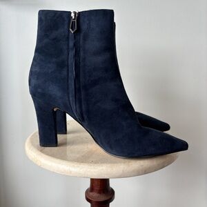 Botkier Navy Suede Pointed Toe Ankle Boots